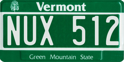 VT license plate NUX512