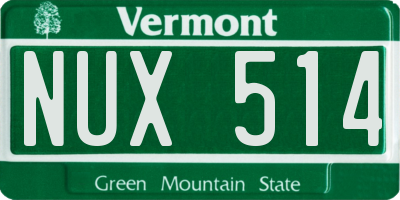 VT license plate NUX514
