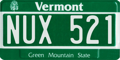 VT license plate NUX521