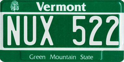 VT license plate NUX522