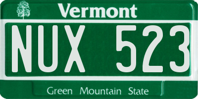 VT license plate NUX523