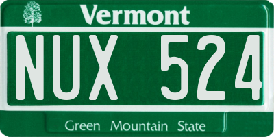 VT license plate NUX524