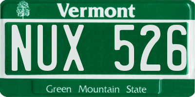 VT license plate NUX526
