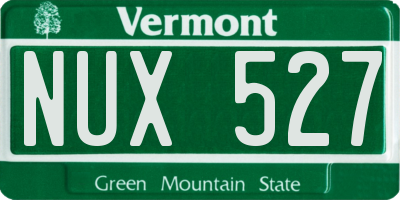 VT license plate NUX527