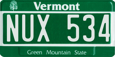 VT license plate NUX534