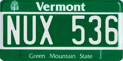 VT license plate NUX536