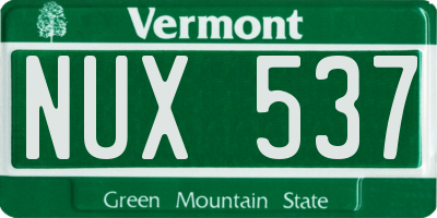 VT license plate NUX537
