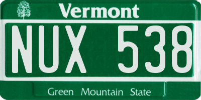 VT license plate NUX538