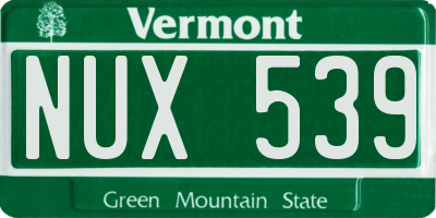 VT license plate NUX539