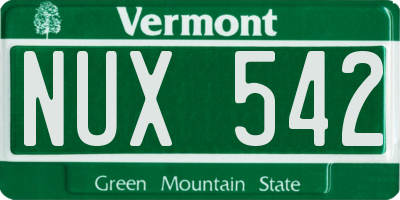 VT license plate NUX542