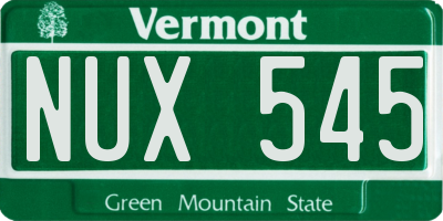 VT license plate NUX545