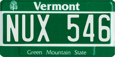 VT license plate NUX546