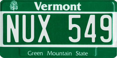 VT license plate NUX549
