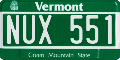 VT license plate NUX551