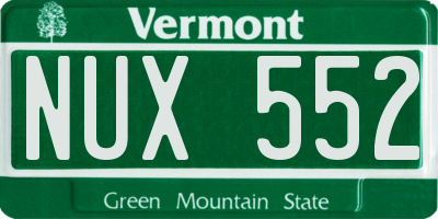VT license plate NUX552