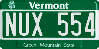 VT license plate NUX554