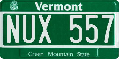 VT license plate NUX557