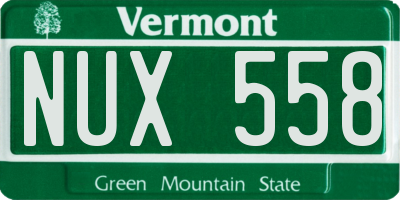VT license plate NUX558