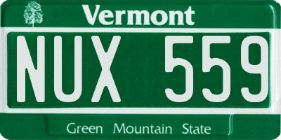 VT license plate NUX559