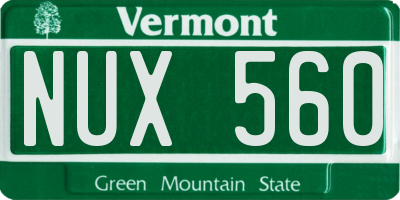 VT license plate NUX560