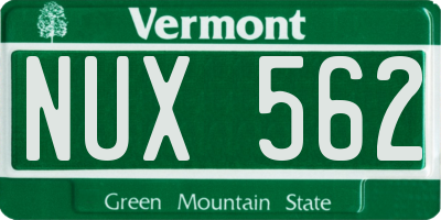 VT license plate NUX562
