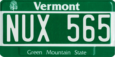 VT license plate NUX565