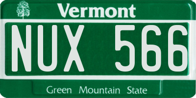 VT license plate NUX566
