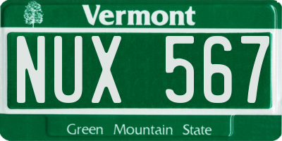 VT license plate NUX567