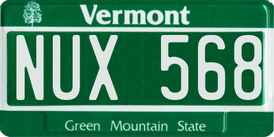 VT license plate NUX568