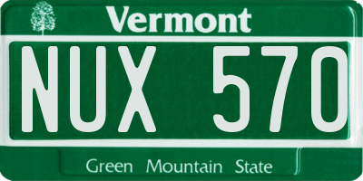 VT license plate NUX570