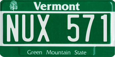 VT license plate NUX571