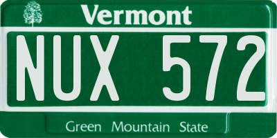 VT license plate NUX572