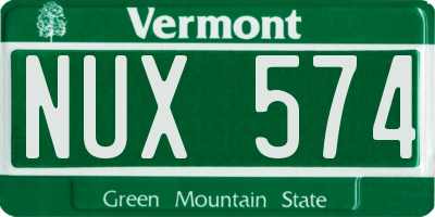 VT license plate NUX574