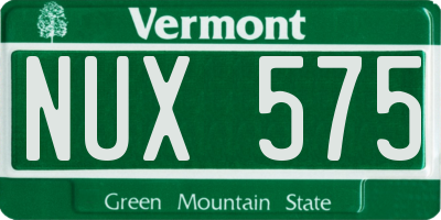 VT license plate NUX575