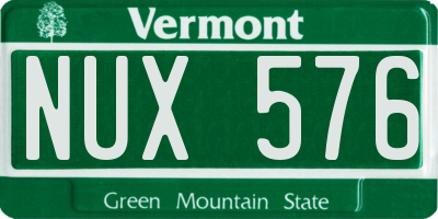 VT license plate NUX576