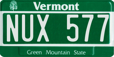 VT license plate NUX577