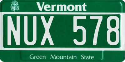 VT license plate NUX578