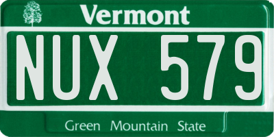 VT license plate NUX579