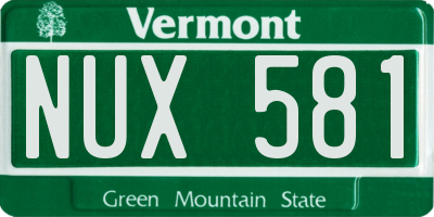 VT license plate NUX581