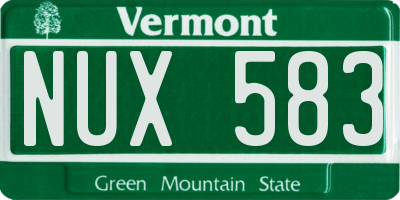 VT license plate NUX583