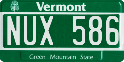 VT license plate NUX586