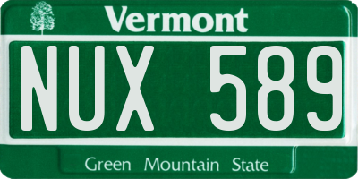 VT license plate NUX589