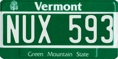 VT license plate NUX593