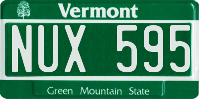 VT license plate NUX595