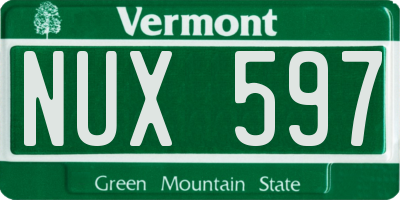 VT license plate NUX597