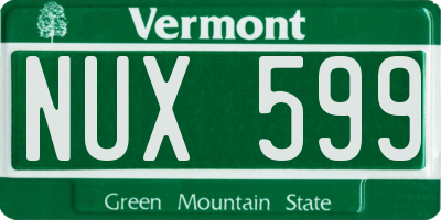 VT license plate NUX599