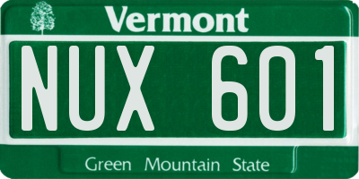 VT license plate NUX601