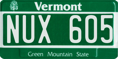 VT license plate NUX605