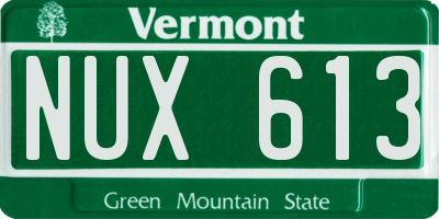 VT license plate NUX613