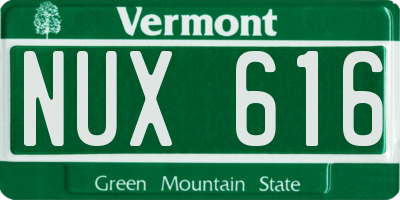 VT license plate NUX616